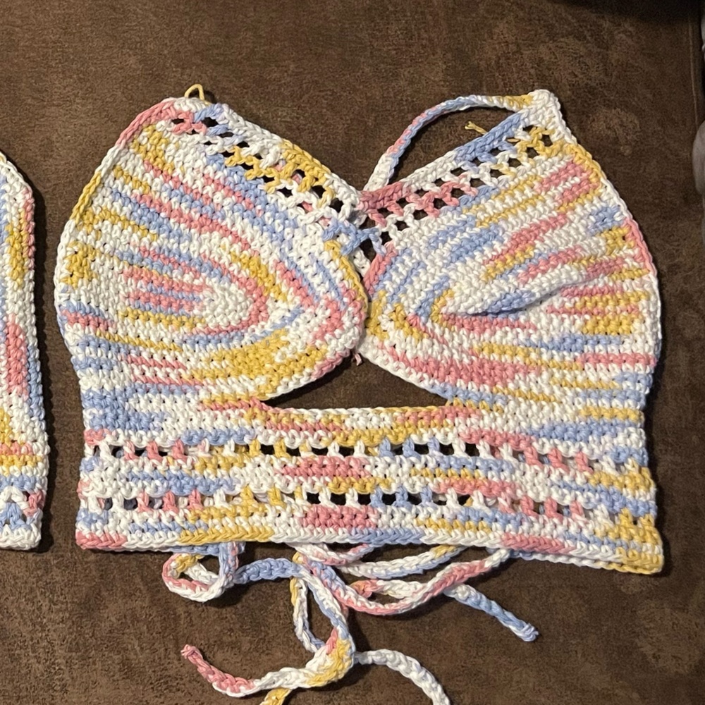 Colorful Crochet Cut Out Top